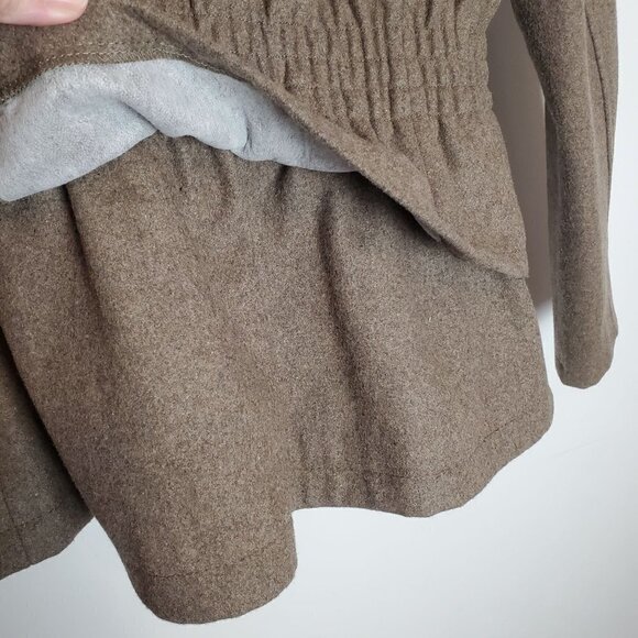 New York & Co. M‎ Wool Short Peacoat Peplum Zipper & Snap Closure Military Brown - Picture 10 of 11